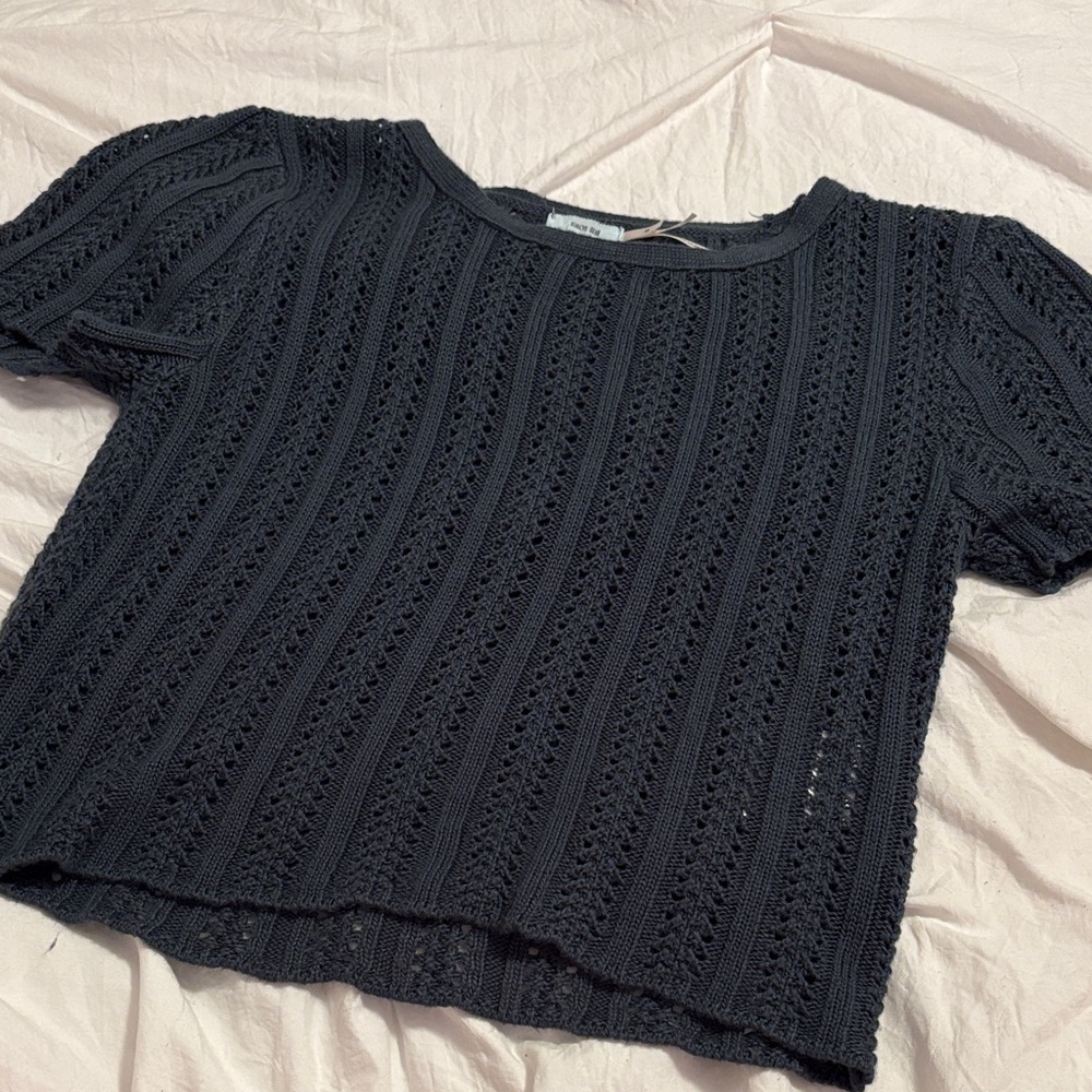 Blue Crochet Knit Top